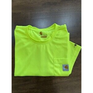 Carhartt Force Neon Yellow Performance T-Shirt L Relaxed Fit Breathable Workout